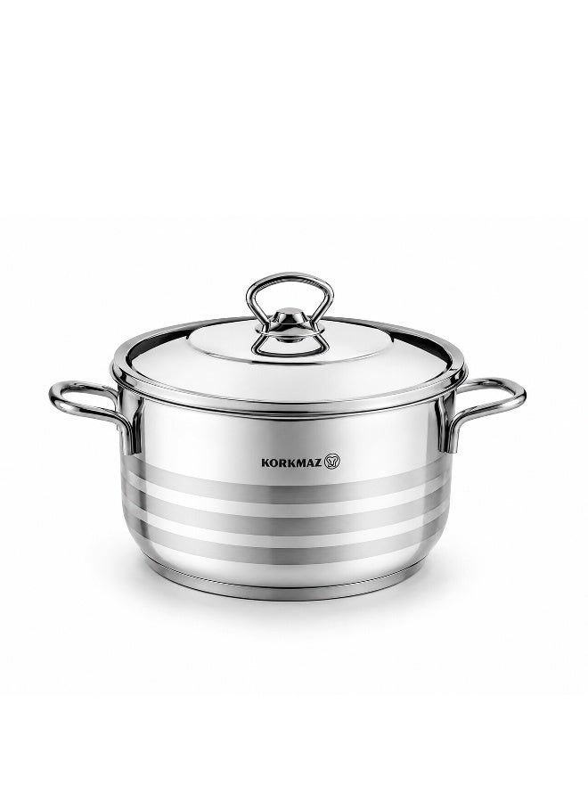 Korkmaz Astra 11 Pieces Stainless Steel Cookware Set | Turkish Induction Compatible Pots and Pans Set | Silver KA1090 Silver Silver - Image 4