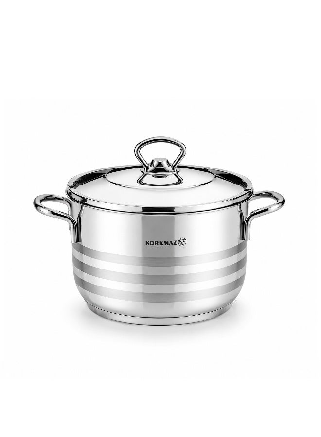 Korkmaz Astra 11 Pieces Stainless Steel Cookware Set | Turkish Induction Compatible Pots and Pans Set | Silver KA1090 Silver Silver - Image 3