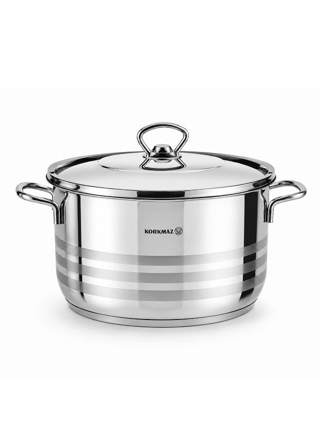 Korkmaz Astra 11 Pieces Stainless Steel Cookware Set | Turkish Induction Compatible Pots and Pans Set | Silver KA1090 Silver Silver - Image 5