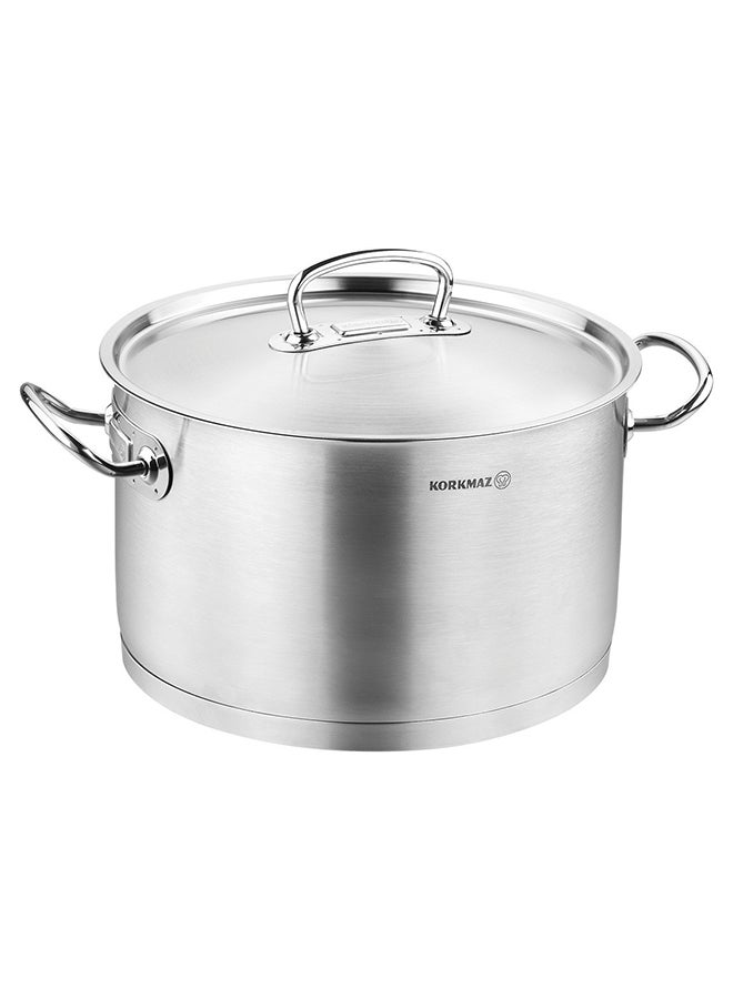 Proline Stainless Steel Casserole 28X17 cm / 10.2 l | Induction Compatible Cooking Pot with High Profile Lid and Handles | Silver - KA1163 Silver