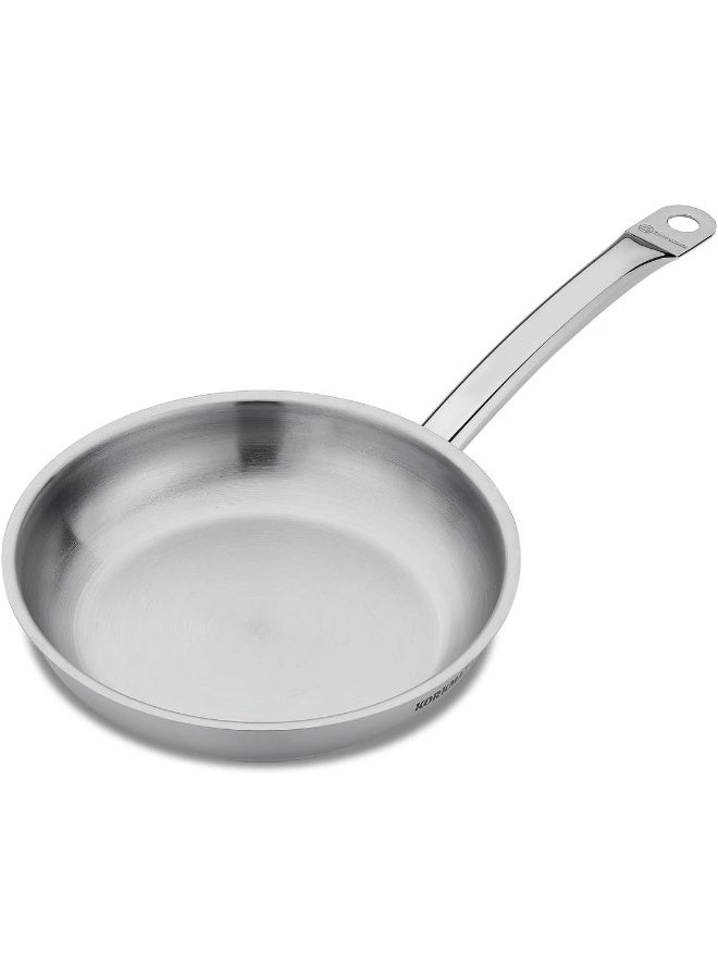 كوركماز Proline Satin Stainless Steel Frying Pan | Frying Pan | Omlette Cooking Pans | Induction Compatible Capsule Bottom (Small 16x4,2cm) Silver - Image 1