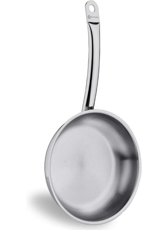 كوركماز Proline Satin Stainless Steel Frying Pan | Frying Pan | Omlette Cooking Pans | Induction Compatible Capsule Bottom (Small 16x4,2cm) Silver - Image 2