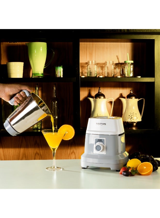 KRYPTON 3 In 1 Mixer Grinder With Stainless Steel Blades & Unbreakable Lids, 550 W KNB6192 Grey  - Image 3