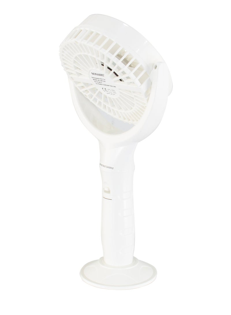 SONASHI Rechargeable Mini Fan With 3 Speeds | Handheld And Portable Design | Continuous Working Of 4.5 Hours | Featured with 30° Angle Adjust and Charging Indicator | 5V Type-C Charge SRF-404 White  - Image 3
