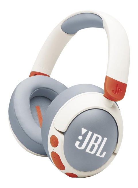 Junior 470 NC Wireless Over-Ear Bluetooth Headphones with Active Noise Cancelling for Kids, Microphone, 50h Playback, Safe Sound, Low Volume, Easy Operation and Stickers White