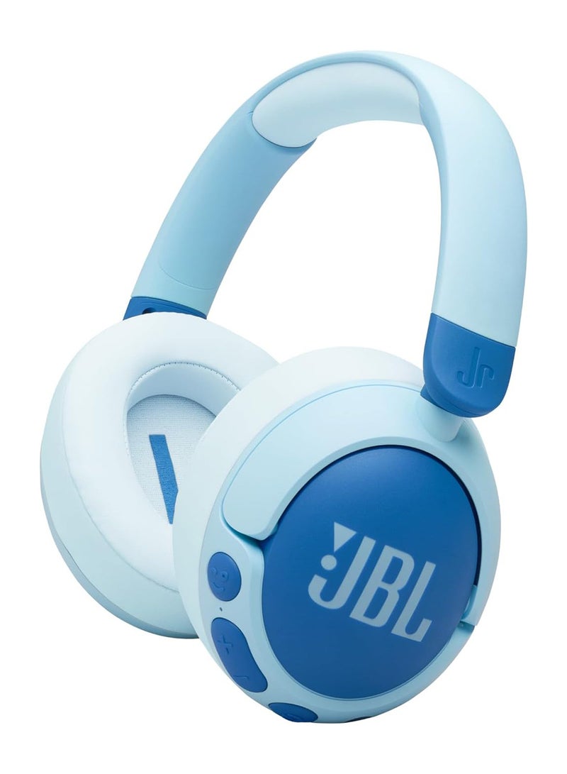 JBL - Junior 470 NC Wireless Over-Ear Bluetooth Headphones with Active Noise Cancelling for Children, Microphone, 50 Hours Playback, Safe Sound, Low Volume, Simple Operation and Stickers Blue - Image 1