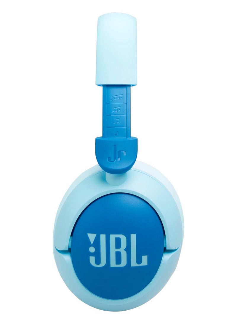 JBL - Junior 470 NC Wireless Over-Ear Bluetooth Headphones with Active Noise Cancelling for Children, Microphone, 50 Hours Playback, Safe Sound, Low Volume, Simple Operation and Stickers Blue - Image 1