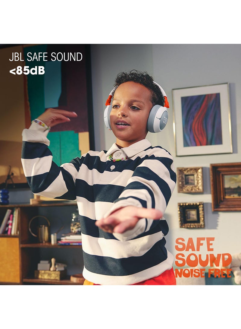JBL - Junior 470 NC Wireless Over-Ear Bluetooth Headphones with Active Noise Cancelling for Children, Microphone, 50 Hours Playback, Safe Sound, Low Volume, Simple Operation and Stickers Blue - Image 1
