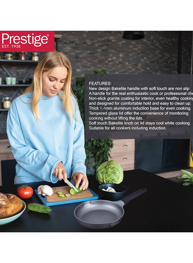 برستيج Prestige Essential Cast Aluminum Black 28 Cm Fry Pan | Non Stick Induction-Based Frying Pan Black 28 cmcm  - Image 5