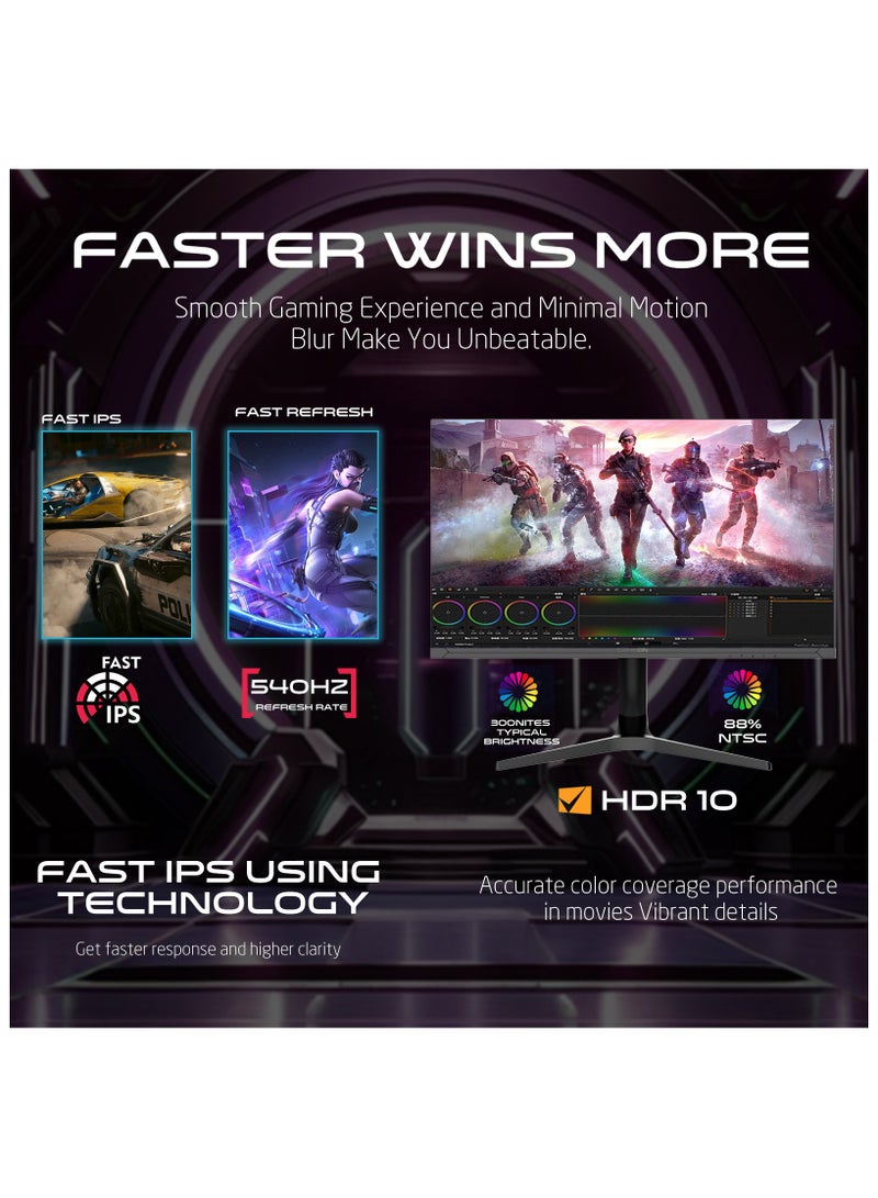 GameOn 27-Inch Titan Pro X Series Black Gaming Monitor, 1920x1080p FHD Fast IPS Panel, 540Hz, 0.5ms, 2.1 HDMI, Freesync&Gsync, Crosshair assistant, Supports HDR, PS5, VRR GOTX27FHD540IPS Black  - Image 5
