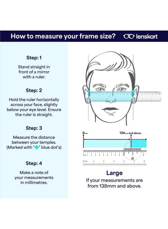 لينسكارت بلو نظارات طبية دائرية للجنسين - LB E16064 - حجم العدسة: 48 مم - Image 5