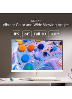 ASUS 24 inch Eye Care Gaming Monitor FHD (1920x1080) 100 Hz, IPS, Adaptive-Sync, USB Type-C port with 15-watt Power Delivery, DisplayWidget Center, EyeCare Plus technology, Oat Milk Colour, VU249CFE Beige  - Image 2