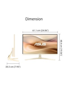 ASUS 24 inch Eye Care Gaming Monitor FHD (1920x1080) 100 Hz, IPS, Adaptive-Sync, USB Type-C port with 15-watt Power Delivery, DisplayWidget Center, EyeCare Plus technology, Oat Milk Colour, VU249CFE Beige  - Image 3
