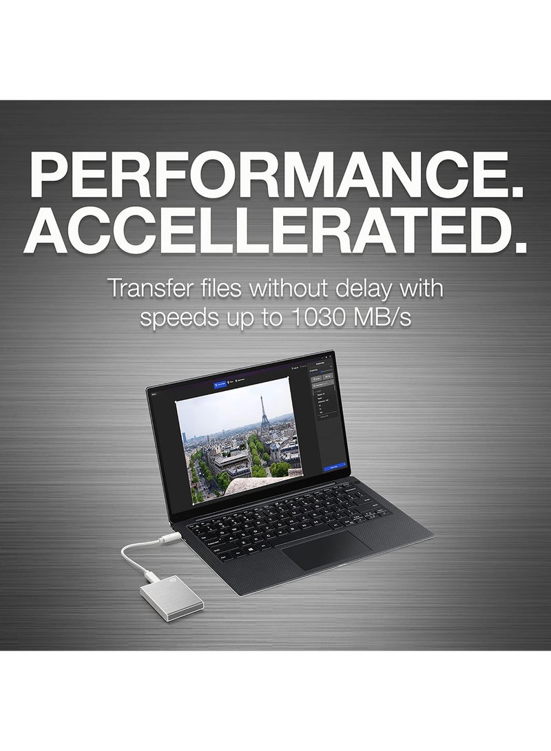 سيجيت One Touch SSD, 1TB, External SSD, USB 3.0, Silver, 1 year MylioCreate, 4 mo Adobe Creative Cloud Photography 1 TB  - Image 2