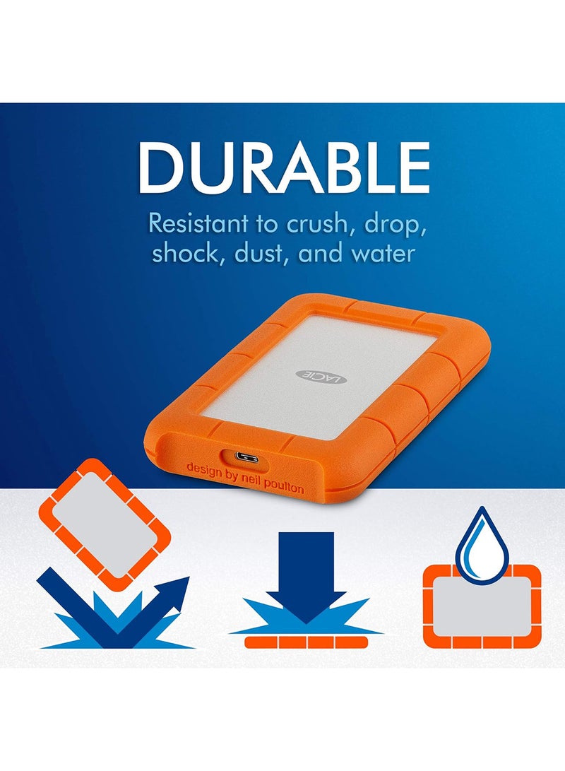 Seagate - LaCie Rugged USB-C, 2TB, Portable External Hard Drive, Drop, Shock, Dust, Rain Resistant, for Mac & PC 2 TB STFR2000800 2 TB - Image 1