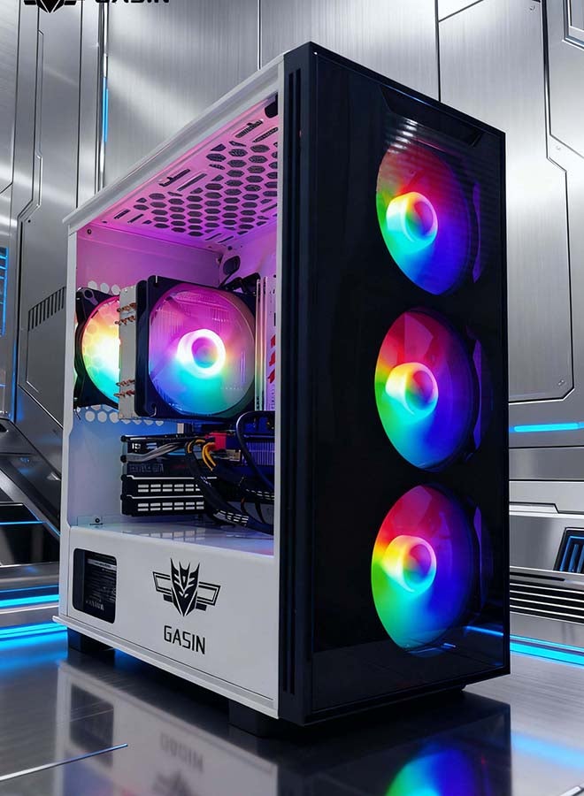 Gasin Gaming PC With Core i5-12400F Processor/16GB RAM 3200MB DDR4/1TB SSD/Windows 11/12GB NVIDIA GeForce RTX 3060/ With Integrated RGB Led Lights/ White - Image 4