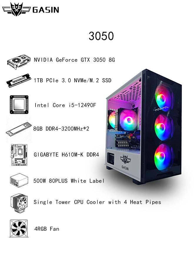 Gasin PC Gaming With Core i5-12490F Processor/1TB SSD/16GB RAM 3200MB DDR4/Windows 11/6G NVIDIA GeForce RTX 3050 /   White White - Image 3
