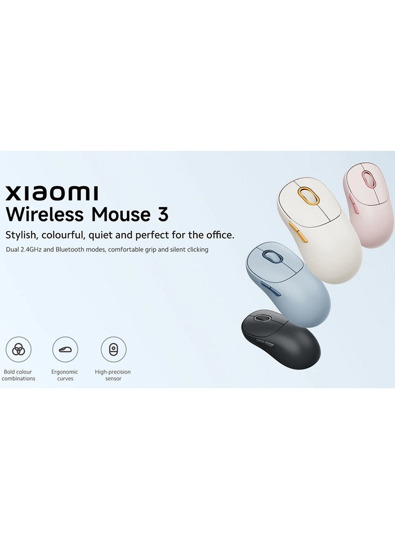 Xiaomi - Wireless Mouse Xiaomi 3, 1200DPI, Bluetooth / Wi-Fi - BHR8914GL | Blue - Image 1