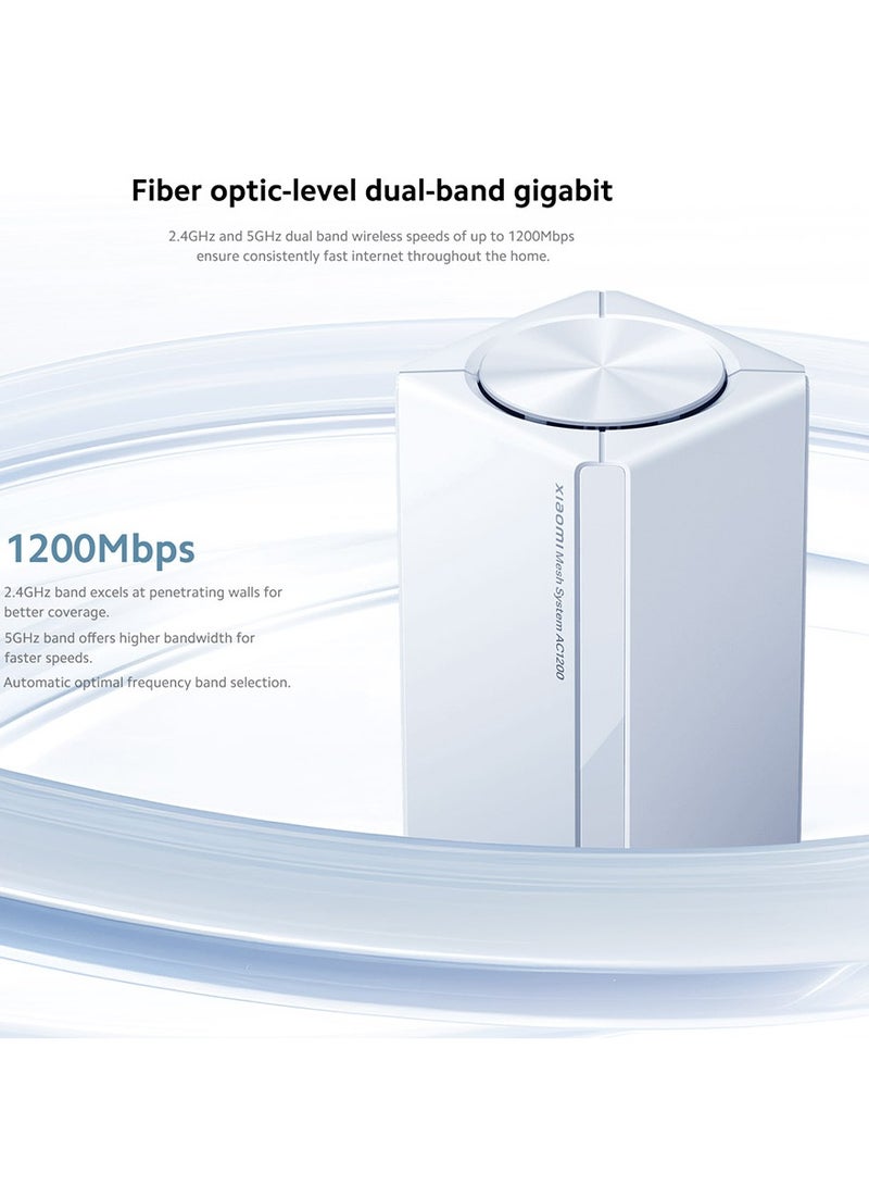 Xiaomi - Mesh System AC1200 Dual Band 2 Pack - White | Seamless Wi-Fi Coverage, 2.4GHz & 5GHz, 1200Mbps Speeds, Easy Setup, Smart Connectivity, Ideal for Large Spaces, WPA2 Security | White - Image 1