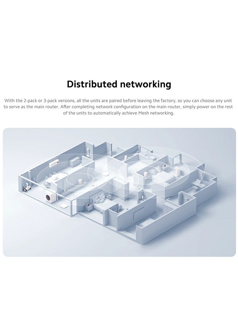 Xiaomi - Mesh System AC1200 Dual Band 2 Pack - White | Seamless Wi-Fi Coverage, 2.4GHz & 5GHz, 1200Mbps Speeds, Easy Setup, Smart Connectivity, Ideal for Large Spaces, WPA2 Security | White - Image 1