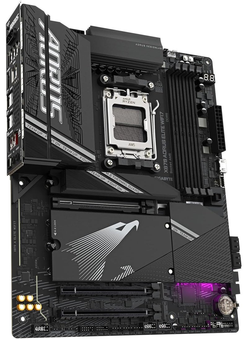 GIGABYTE - X870 AORUS Elite WIFI7 AM5 LGA 1718, ATX, DDR5, 4X M.2, PCIe 5.0, USB4, Wi-Fi 7, 2.5GbE LAN, EZ-Latch, Q-Flash - Image 1