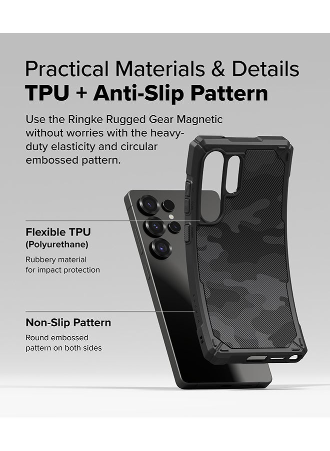 Ringke Rugged Magnetic Gear For Samsung S25 Ultra Case Cover (2025) For MagSafe, Shockproof Phone Bumper Cover for Galaxy S25 Ultra - Camo Black - Image 4