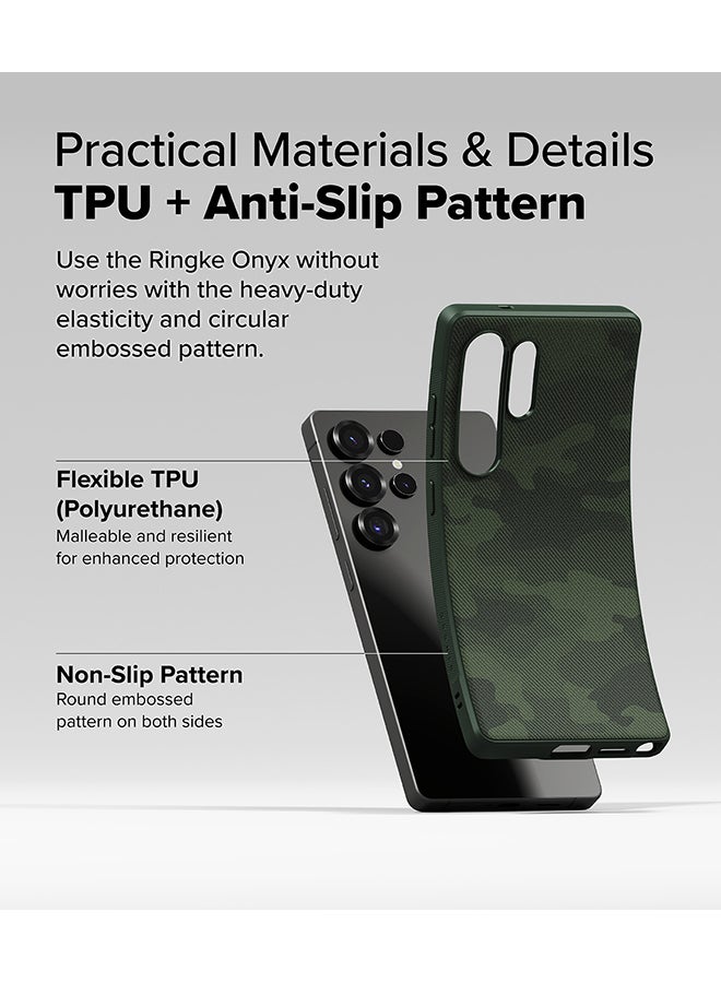 Ringke Onyx For Samsung S25 Ultra 5G Case (2025), Enhanced Grip Tough Flexible TPU Shockproof Rugged TPU Bumper Drop Protection Phone Cover - Camo Green - Image 3