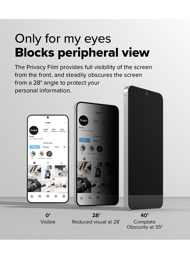 Ringke Privacy Tempered Glass, Easy Slide, Anti Spy For Samsung Galaxy S25 Screen Protector (2025), Easy to Install Case Friendly Privacy Screen Protector - Pack of 2 - Clear  - Image 3