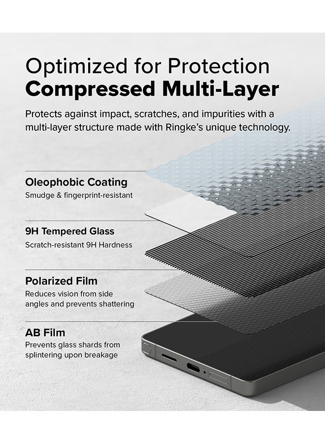 Ringke - Privacy Tempered Glass, Easy Slide, Anti Spy For Samsung Galaxy S25 Ultra Screen Protector (2025), Easy to Install Case Friendly Privacy Screen Protector - Pack of 2 - Clear - Image 1