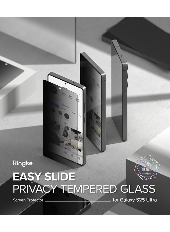 Ringke - Privacy Tempered Glass, Easy Slide, Anti Spy For Samsung Galaxy S25 Ultra Screen Protector (2025), Easy to Install Case Friendly Privacy Screen Protector - Pack of 2 - Clear - Image 1