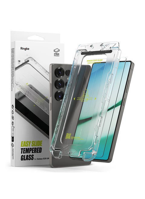 Tempered Glass Easy Slide For Samsung Galaxy S25 Ultra Screen Protector (2025), Case Friendly Shatterproof Premium 9H Hardness, Anti-Scratch, Easy to Install - Pack of 2 - Clear