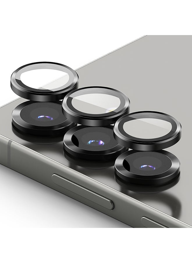 Ringke Camera Lens Frame Glass Protector For Samsung S25 5G (2025), Anti-Fingerprint Camera Lens Tempered Glass Covers and Aluminum Alloy Frames Adhesive Coating - Black - Image 1