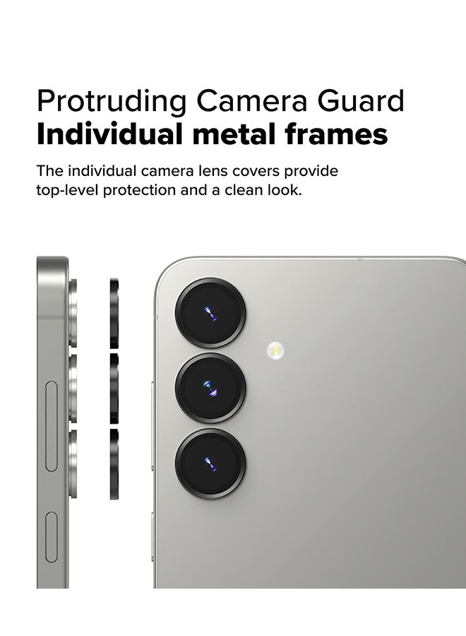 Ringke Camera Lens Frame Glass Protector For Samsung S25 5G (2025), Anti-Fingerprint Camera Lens Tempered Glass Covers and Aluminum Alloy Frames Adhesive Coating - Black - Image 4