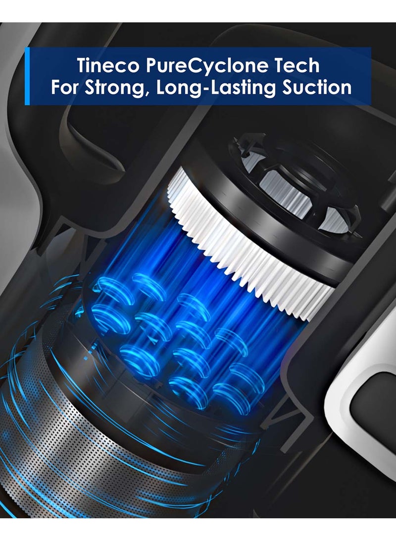 Tineco Tineco A30S Cordless Stick Vacuum Cleaner, 160W Suction, 60Min Runtime, 1L Larger Dustbin, ZeroTangle Brush,Tineco PureCyclone Tech, LED Headlight 500 W A30S White  - Image 5