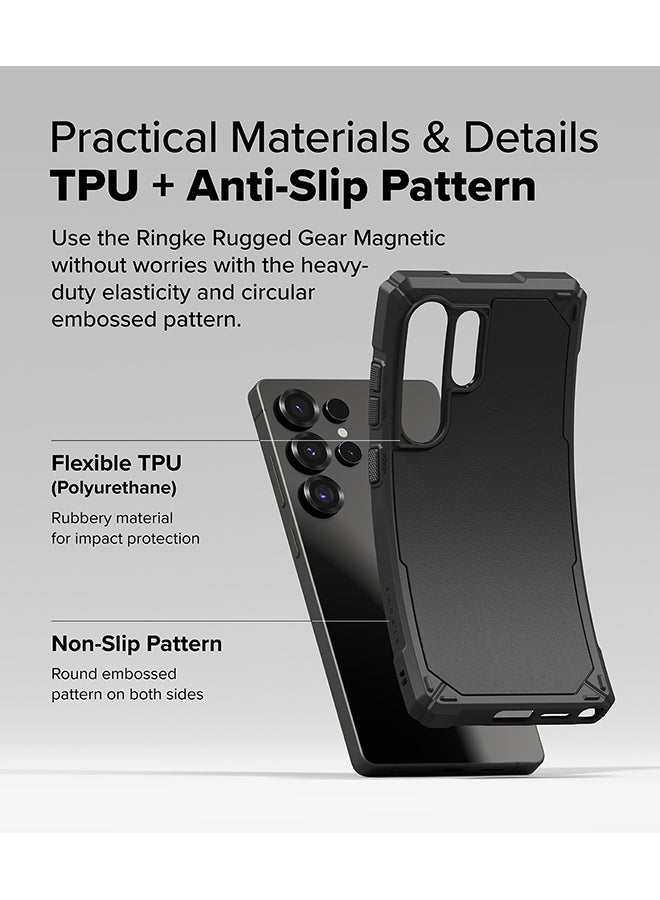 Ringke Rugged Magnetic Gear For Samsung S25 Ultra Case Cover (2025), For MagSafe, Shockproof Phone Bumper Cover for Galaxy S25 Ultra - Black - Image 4