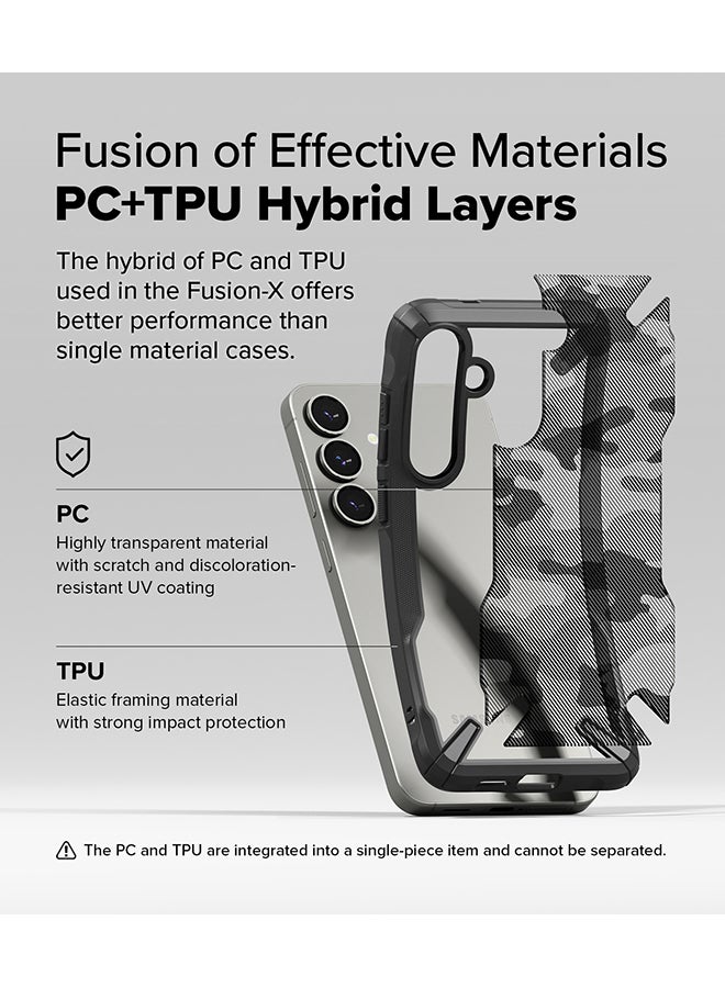 Ringke Fusion-X For Samsung Galaxy S25 5G Case (2025), Clear Hard Back with Shockproof Protective Bumper Phone Cover for Galaxy S25 - Camo Black - Image 3