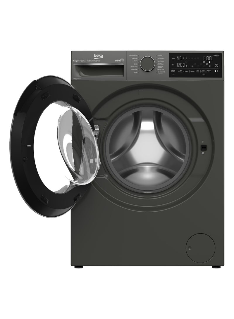 Beko - Front Load Automatic Washing Machine - 12 Kg - 1400 RPM - ProSmart Inverter Motor - Digital - WiFi - Bluetooth - Sream Cure - Manhattan Gray - B3WFU51240MCI 12 kg B3WFU51240MCI Manhattan Gray - Image 1