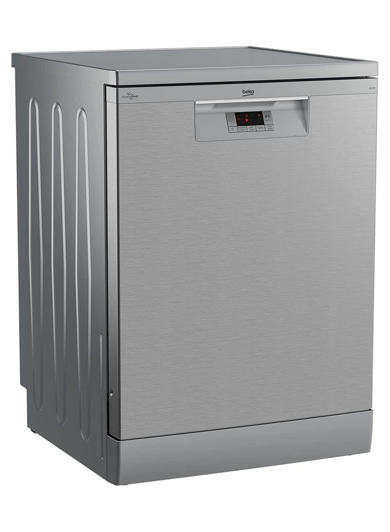 Beko Full Size Dishwasher - 60 cm - 14 Persons - 5 Programs - Steam Gloss - Hygiene Intense - Half Load - Time Delay - Digital Display - BDFN15422X 14 kg BDFN15422X Pearl Inox  - Image 1