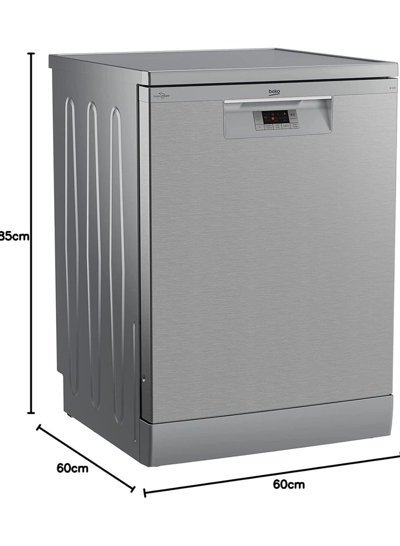 Beko Full Size Dishwasher - 60 cm - 14 Persons - 5 Programs - Steam Gloss - Hygiene Intense - Half Load - Time Delay - Digital Display - BDFN15422X 14 kg BDFN15422X Pearl Inox  - Image 2