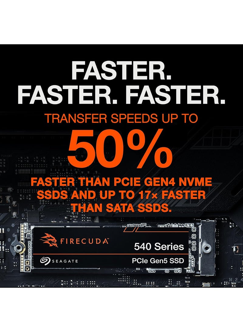 Seagate - FireCuda 540 SSD 1TB Internal Solid State Drive - M.2 2280 PCIe Gen5, speeds up to 10,000MB/s and 2000TB TBW, with Rescue Services (ZP1000GM3A004) 1 TB - Image 1