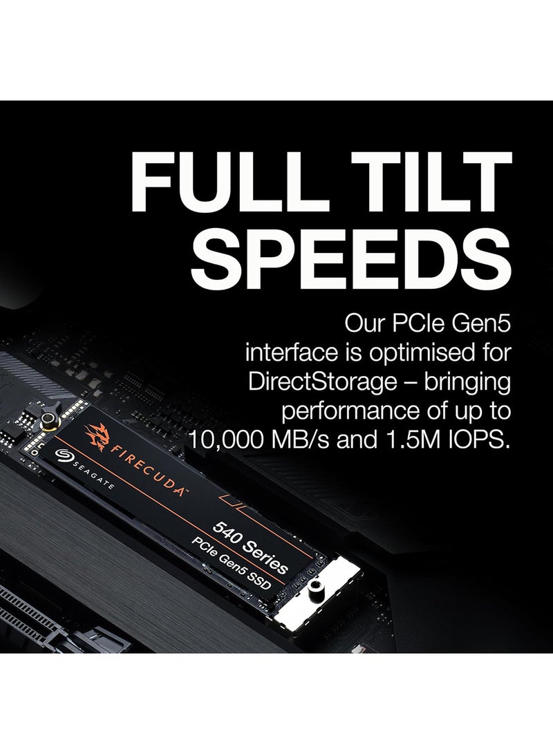 Seagate - FireCuda 540 SSD 1TB Internal Solid State Drive - M.2 2280 PCIe Gen5, speeds up to 10,000MB/s and 2000TB TBW, with Rescue Services (ZP1000GM3A004) 1 TB - Image 1