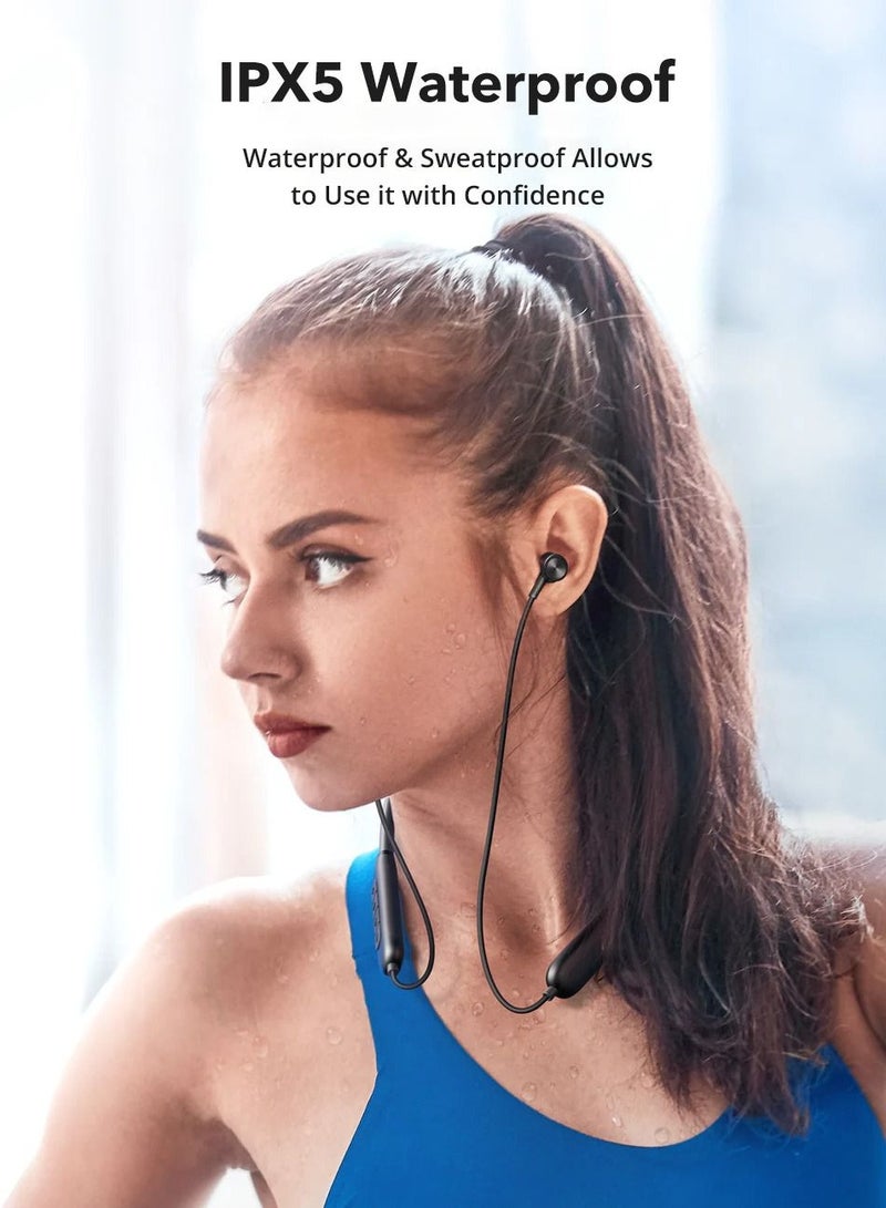 RAVPOWER Wireless Neckband Earphones | Innovative Magnetic Design for Comfort & Stability | 32-Hour Battery Life | IPX5 Waterproof | Exceptional Audio for Travel & Sports Black  - Image 3