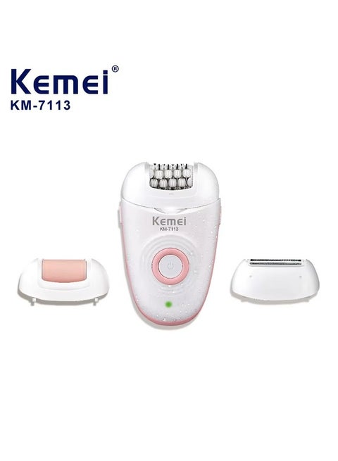 KM-7113 3 In 1 Rechargeable Hair Removal Machine Electric Hair Epilator Professional Lady Shaver Epilator