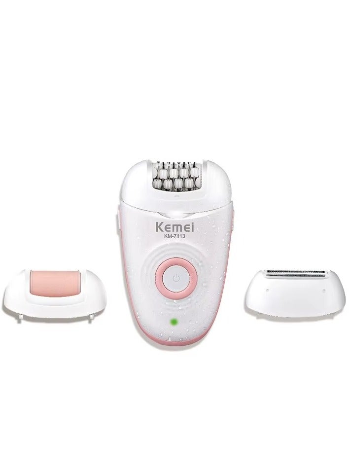 Kemei KM-7113 3 In 1 Rechargeable Hair Removal Machine Electric Hair Epilator Professional Lady Shaver Epilator - Image 2