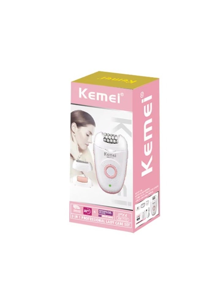 Kemei KM-7113 3 In 1 Rechargeable Hair Removal Machine Electric Hair Epilator Professional Lady Shaver Epilator - Image 5