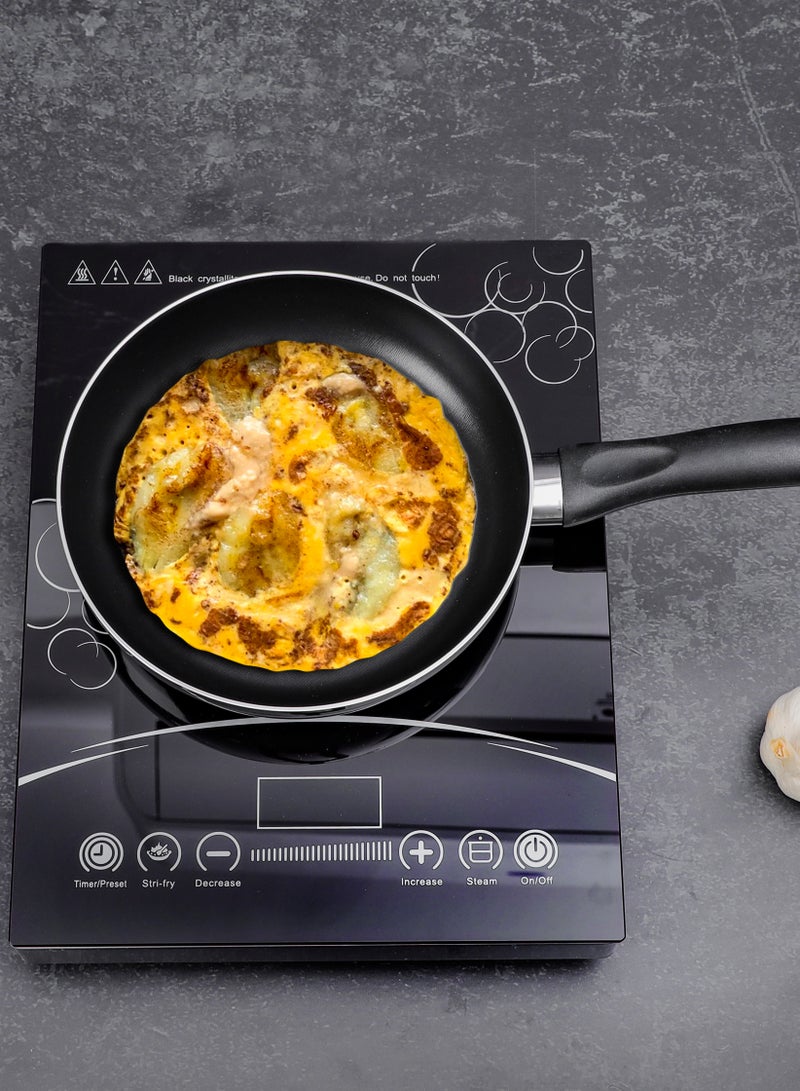 رويال فورد 28 CM Aluminum Fry Pan- RF11668| Strong Aluminum Body With Non-Stick Coating And Bakelite Handle| Heat Resistant Exterior, Compatible With Hot Plate, Halogen, Ceramic And Gas Stovetops Black 28 CM  - Image 4