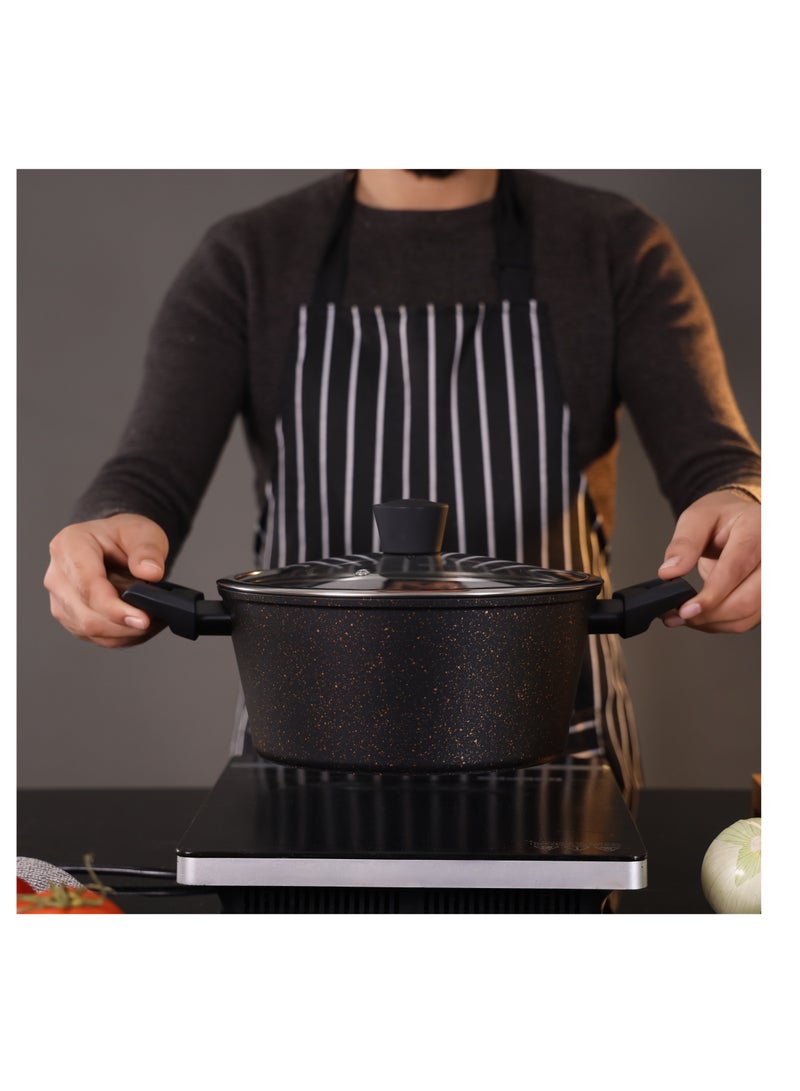 Royalford Royalford Royalford Authentic 12-piece Forged Aluminum Cookware Set- RF12677/ Durable Nonstick Granite Coating with 5-Layer Construction Black  - Image 5
