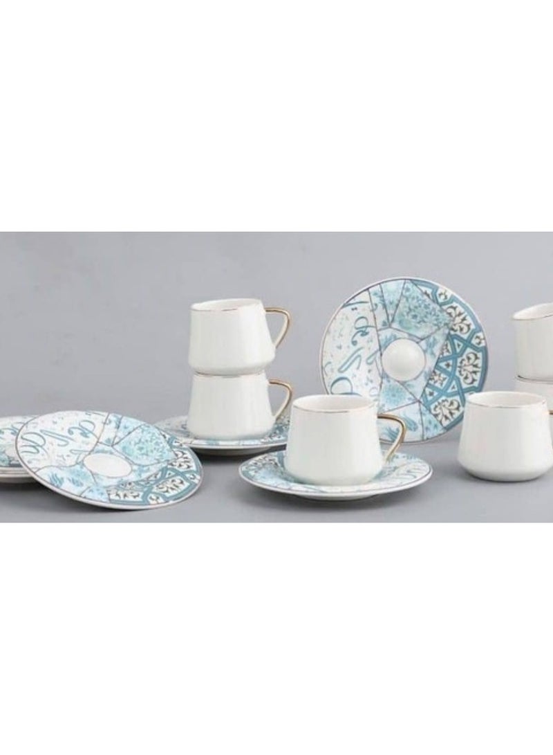 Neoflam Coffee set porcelain Neoflam 12 pcs ‎Assorted color decorated design 90Fluid Ounce 