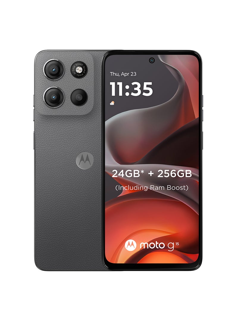 موتورولا G15 Dual SIM Gravity Grey 8GB RAM 256GB 4G + Free Motorola Buds - Middle East Version  - Image 2