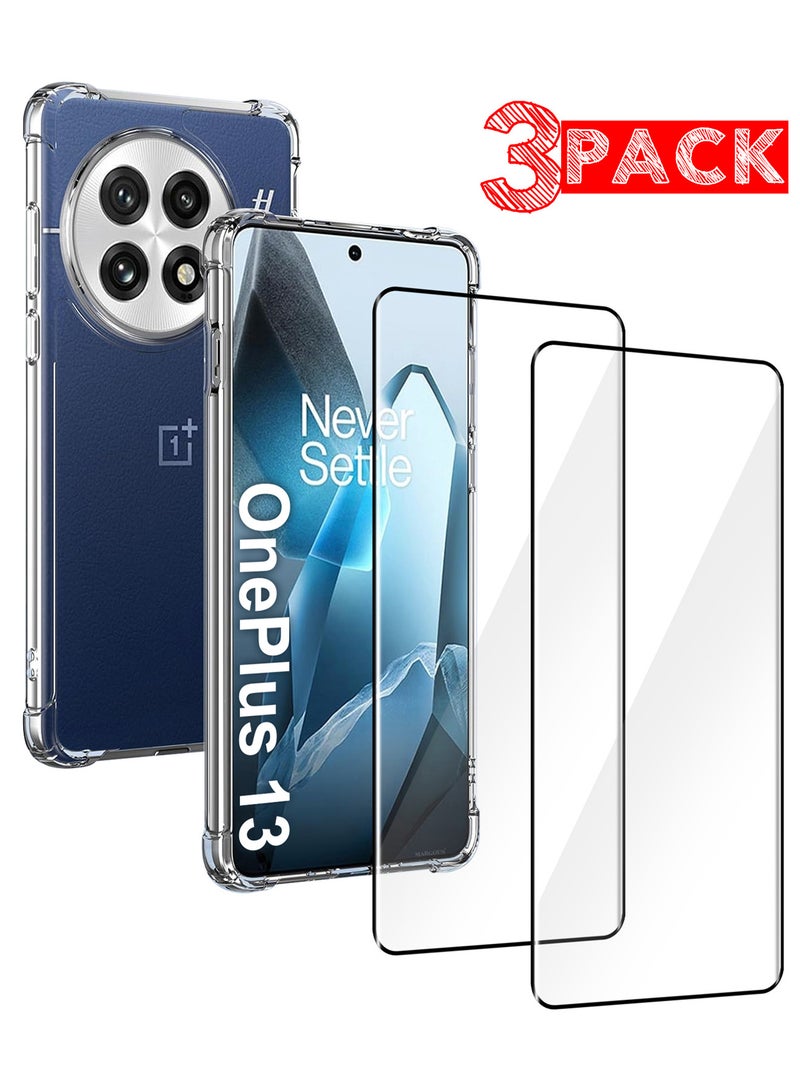 مارجون (for OnePlus 13) 3Packs, Gorilla TPU Case Cover, Camera and Screen Guard Bumper Design with 2 Shockproof Screen Protectors Clear - Image 1